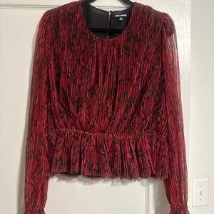 Steve Madden Red Ruffled Peplum Blouse